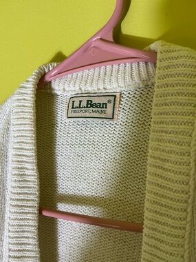 L.L. Bean Cream Women's Knit Cardigan Romantic Coastal